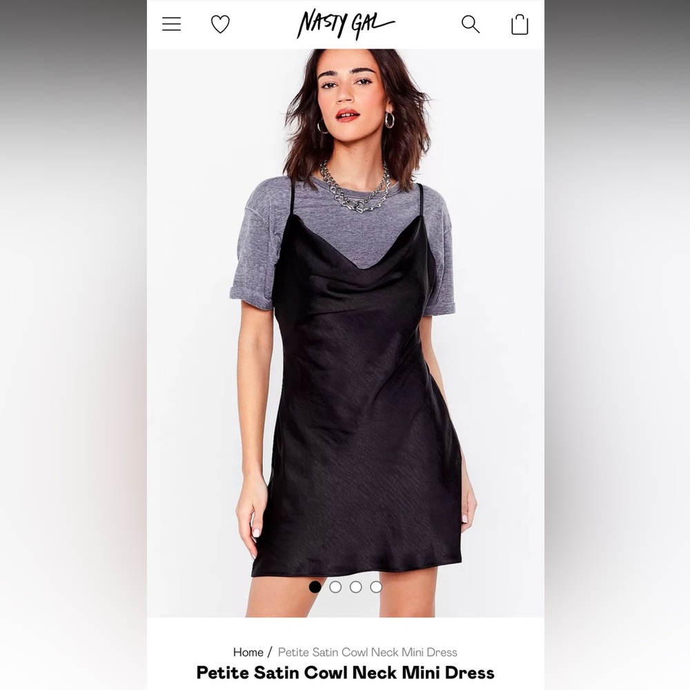 Nasty Gal Petite Satin Cowl Neck Mini Dress